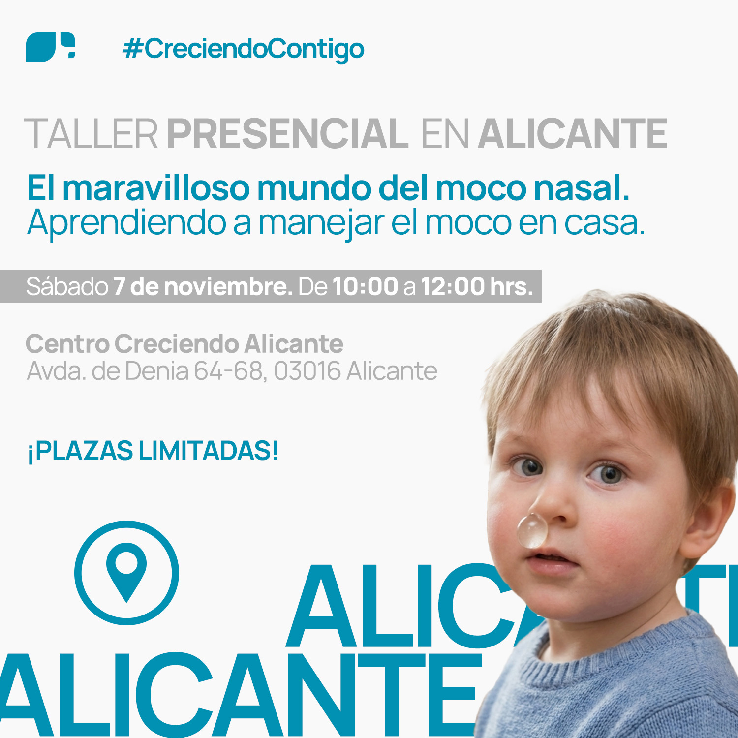 Taller PRESENCIAL. El maravilloso mundo del moco nasal. Aprendiendo a manejar el moco en casa. Sábado 7 de noviembre